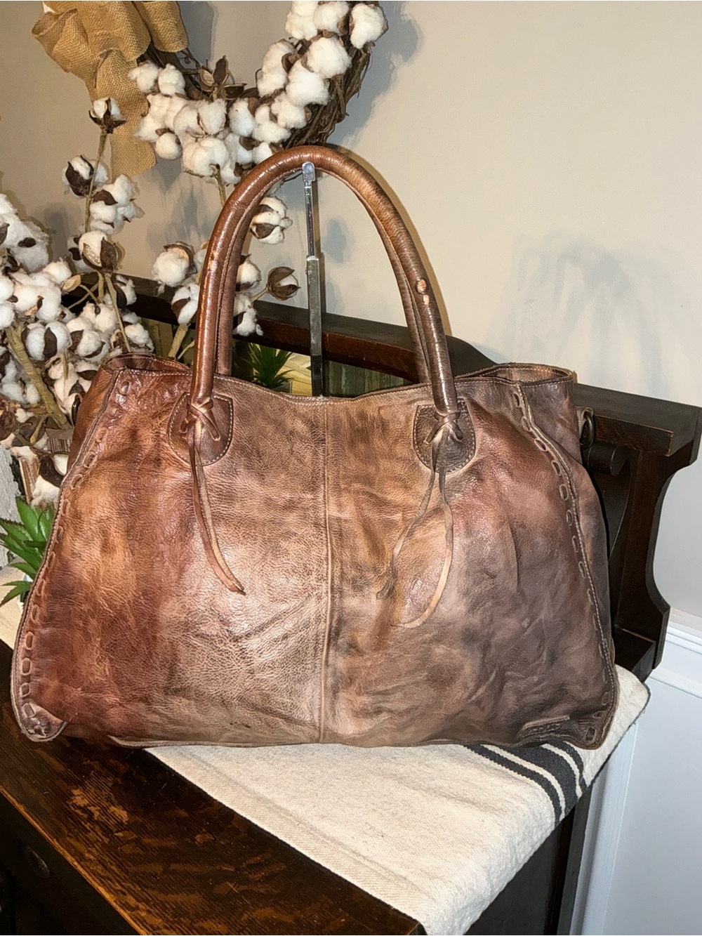 Bed Stu Leather Rockaway Tote Shoulder Bag Starry Night MSPR $370
